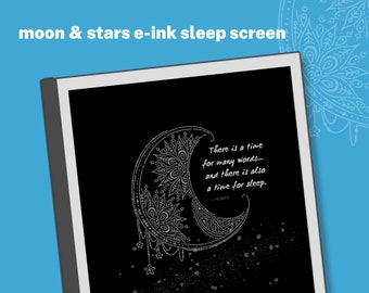 reMarkable 2 Sleep / Suspend Screen: "Time for Sleep" Crescent Moon & Stars Dark Mode Sleep or Suspend Screen