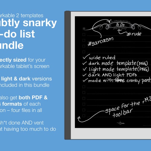 Remarkable Template Bundle Todo Checklists Dark & Light Etsy