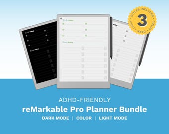 Minimalist / ADHD Digital Planner – A Simple Daily Productivity Planner Template on One Page for reMarkable Paper Pro & Similar—COLOR E Ink