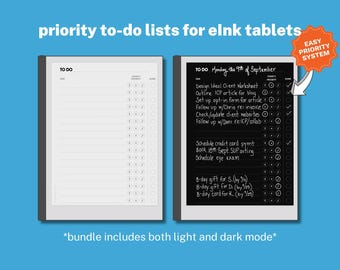 To Do Checklist with Easy Priority Options, for eInk Tablets Like reMarkable 2 | Light AND Dark Mode Bundle | Spacious, Minimalist Design