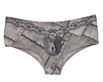 Chastity Belt Panties, Hipster Style Underwear Fit - Novelty Printed Knickers