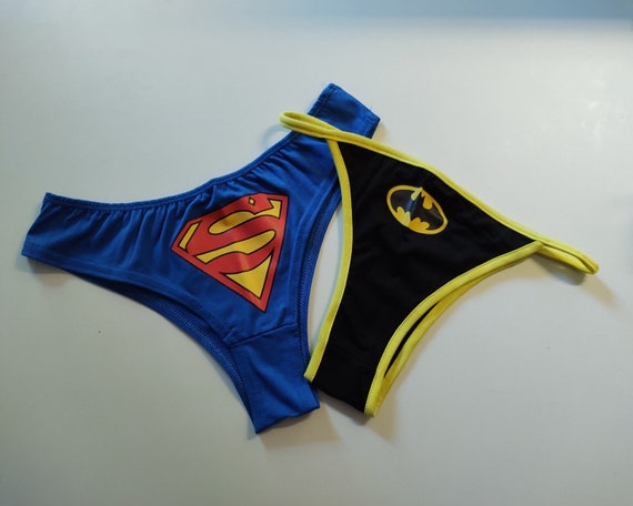 2 Superhero Panties Bikini/tanga Style Women's Underwear Printed Knickers  Batman and Supergirl/superman -  Norway