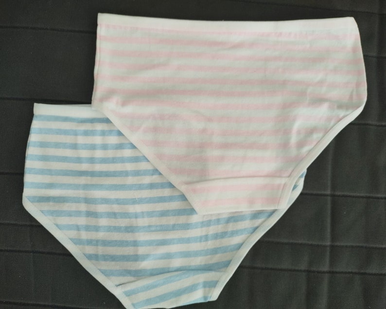 2 PACK Cosplay Panties Blue and White & Pink and White Striped