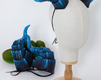 Demon horns in blue  - Handmade/handpainted
