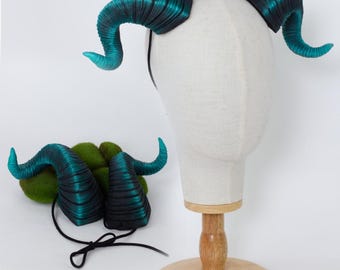 Aries Horns in teal/green - Handmade