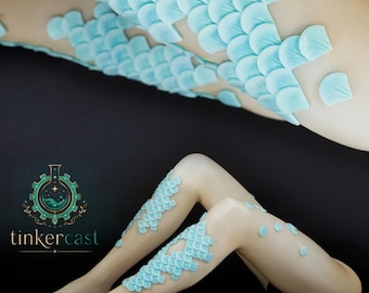 Size S (70DEN) Mermaid Tights in light turquoise  -  handmade