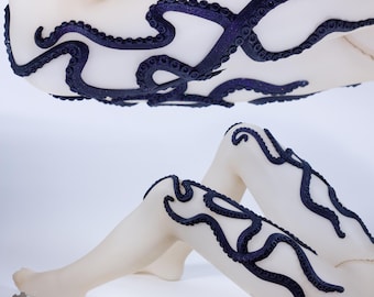 Size M (70DEN)   tentacle tights black (silicone) -  handmade