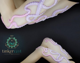 Size M (70DEN)   tentacle tights pastel pink/lilac (silicone) -  handmade