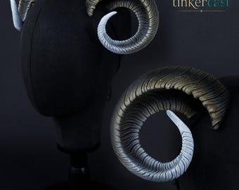 Ram Horns in brown/white  - Handmade
