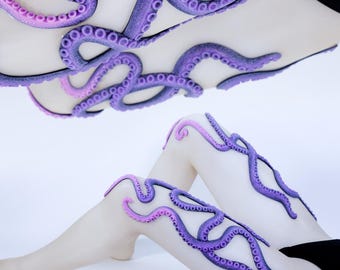 Size L (70DEN)   tentacle tights in purple/pink (silicone) -  handmade