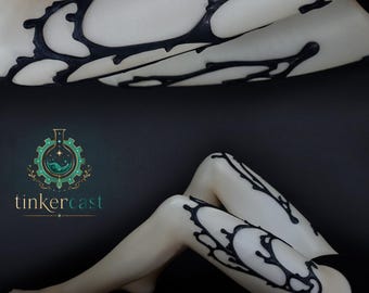 Size S (70DEN) Slime tights on the thighs in black  -  handmade