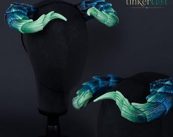 Incubus horns in blue/green  - Handmade
