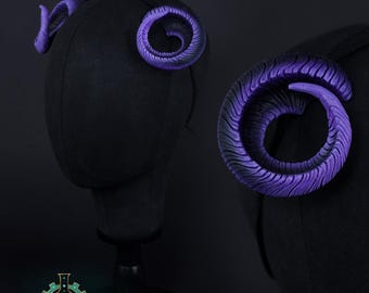 Small Ram Horns in black/purple - Handmade