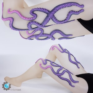 Size XL (40DEN) purple/pink tentacle tights -  handmade
