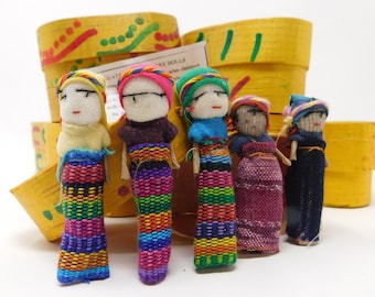 Guatemalan Worry Doll Keyring Genuine Handmade Mayan Fair Trade 1/" Doll on Bag