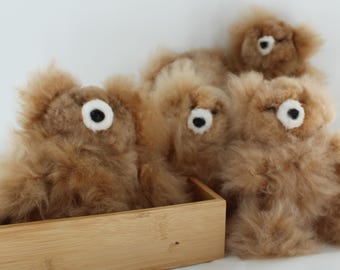 Alpaca Plush Mini Pocket 7" Bears Brown Handcrafted