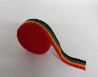 Peru Fabric Wool Blend Ribbon Approximately 15 Feet Rasta