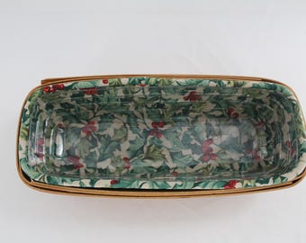Vintage Longaberger 2003 Cracker Basket Holly Fabric and Insert