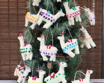 Hand Knitted Alpaca Llama Ornament: Holiday Decor, Party Favor