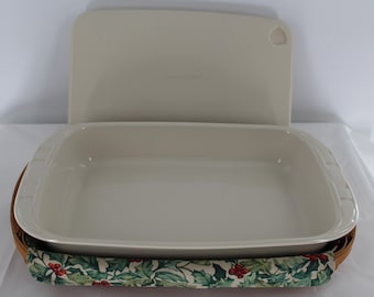Vintage 2002 Longaberger Baker Set Holly Fabric