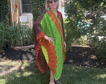 Recycled Beach Cover-up Beach Poncho Cape One Size