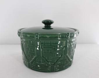 Vintage Longaberger 2003 Drum Crock Casserole Ivy Green