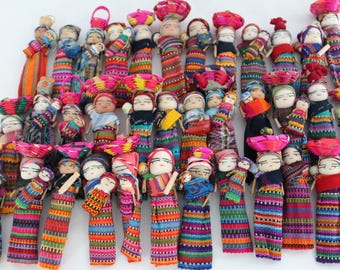 Guatemalan Worry Doll Refrigerator Magnets: Authentic Mom & Child Set of 4