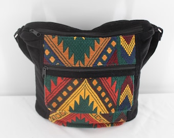 Guatemalan Ethnic Shoulder Bag: Handcrafted Corduroy Cotton