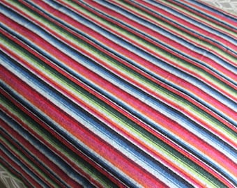 Nepal Cotton Hand Loomed Throw Blanket Multi Color Stripe 47" X 68"
