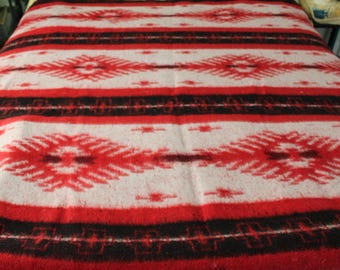 Red Alpaca Blend Blanket: Reversible Recycled Throw (86" X 68")