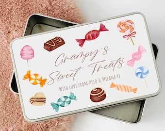 Personalised Sweet Treat Tin Father's Day gift. Gift for grandad dad grampy grandparents. Personalised family tin. Custom wording