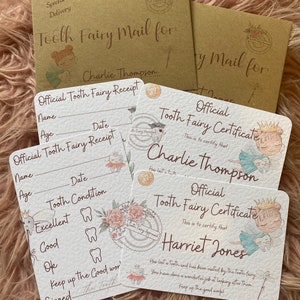 Magical Personalised Tooth Fairy Certificate and report card - Children's 1st Tooth lost tooth keepsake- letter from the tooth fairy