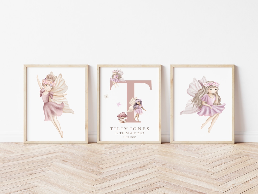 Set of 3 Personalised Fairy Nursery Prints- Fairies-bedroom Prints ...