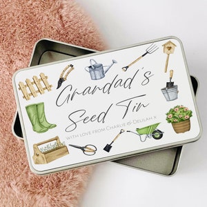 Fathers day gift Mothers day - grandad's grandpas grandmas granny seed tin - gardener - garden tin