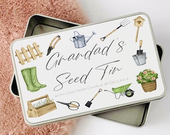 Fathers day gift Mothers day - grandad's grandpas grandmas granny seed tin - gardener - garden tin