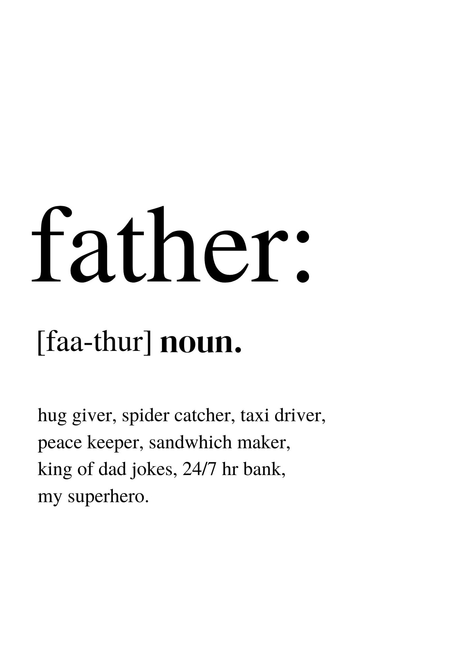 Fathers Day Noun Definition What I Love About My Daddy Etsy UK