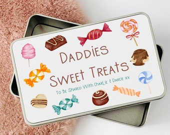 Father's Day gift. Personalised Daddies sweet treats Gift for daddies grandad dad Grampy grandparent.Personalised family tin. Custom wording