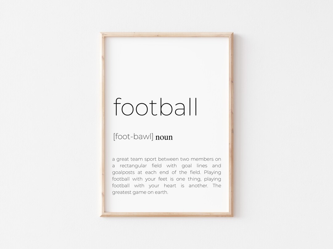 Football Print Football Definition Wall Art Football Lover Etsy