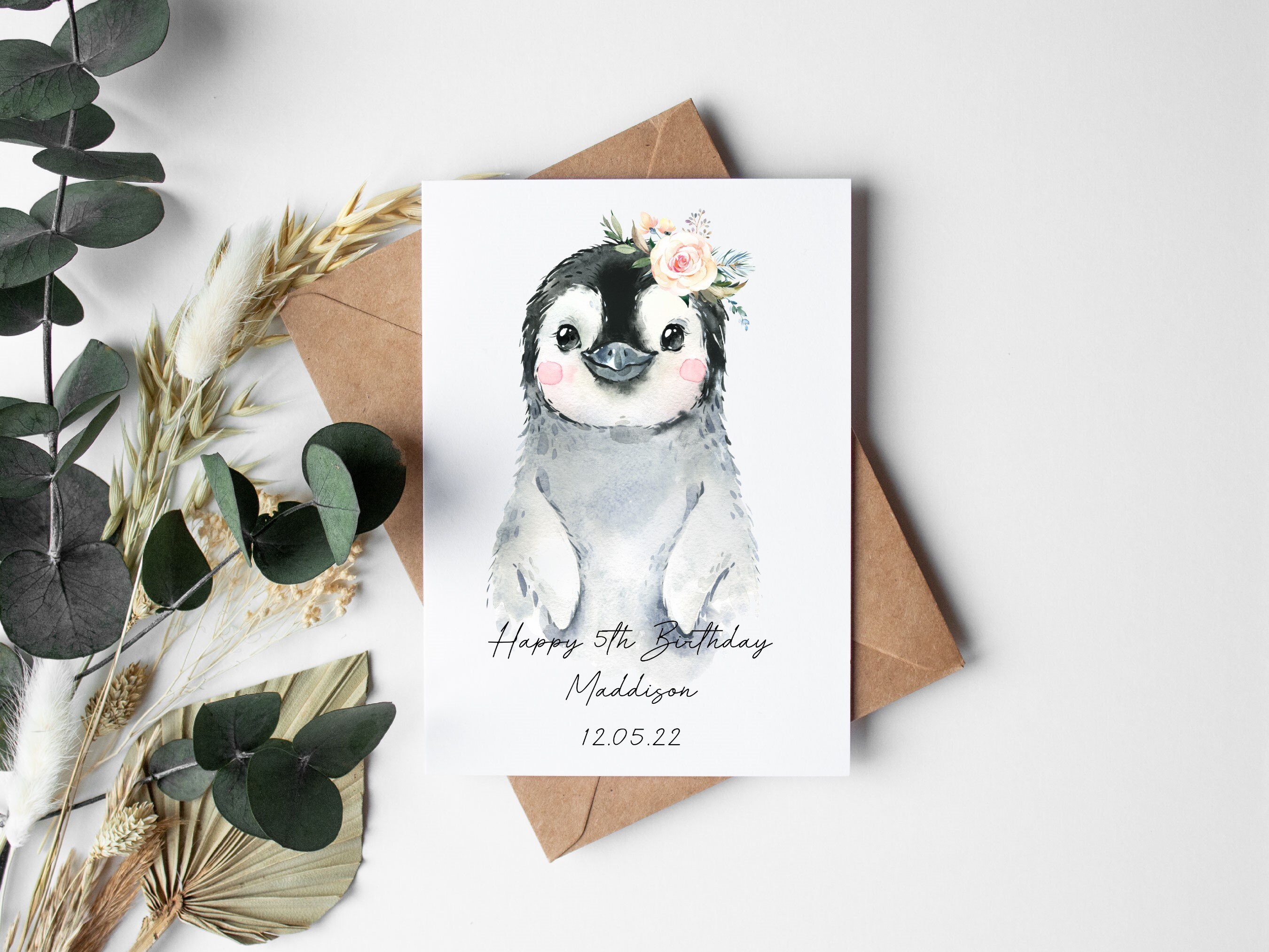 Personalised Birthday Card - Penguin - Custom Card. Made to Order ...