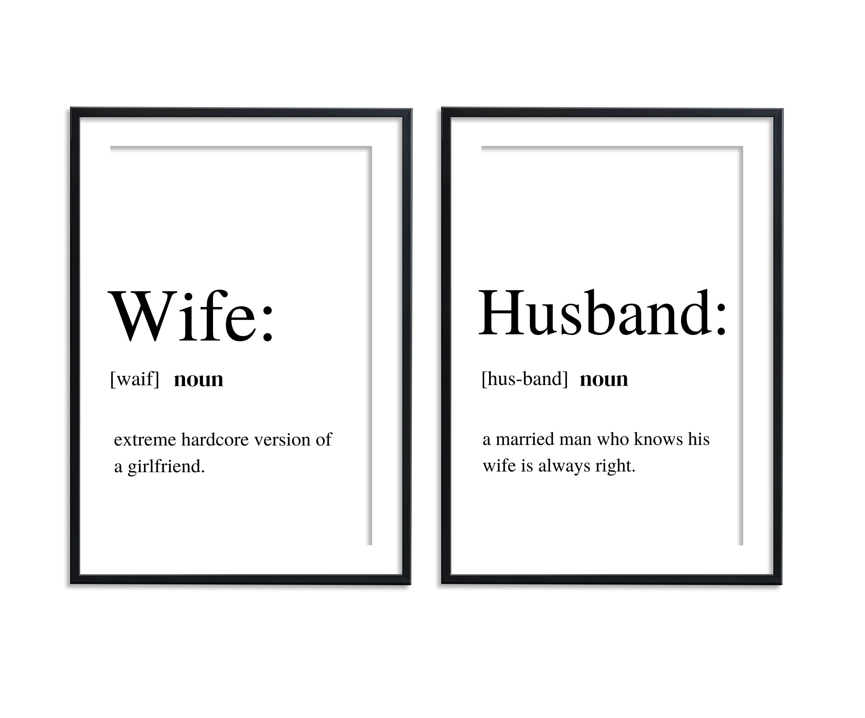 Husband and wife Set of 2 noun prints married couple humour Etsy