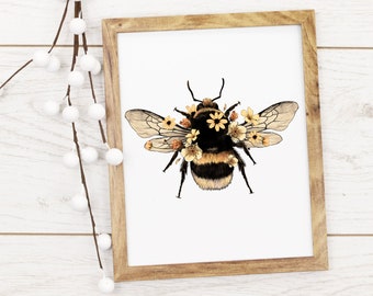 Bumble Bee Print Bee Happy Bumble Bee print-bee-home-wall-decor-gift-simple-bees