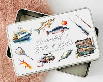 Personalised Fishing Gift Tin - Gift for keen fisher- gift for dad grandad friend - custom father's day birthday Christmas