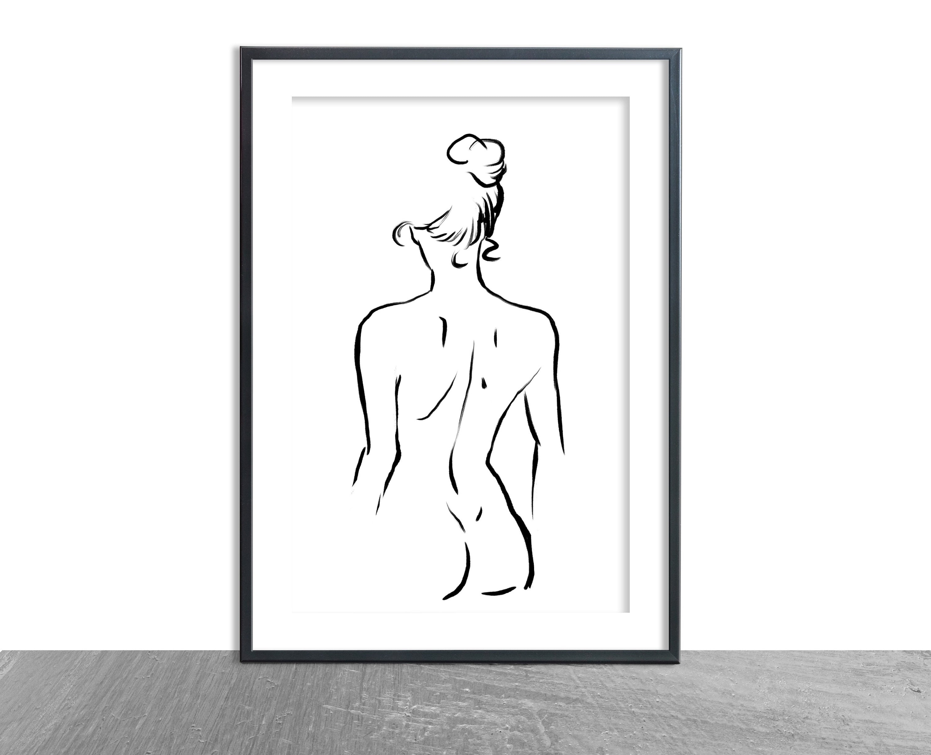 Nude Abstract Art Female Figure Sketch Modern Naked Woman