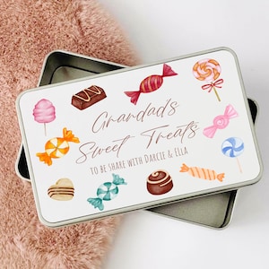 Personalised Sweet Treat Tin Father's Day gift. Gift for grandad dad grampy grandparents. Personalised family tin. Custom wording image 2