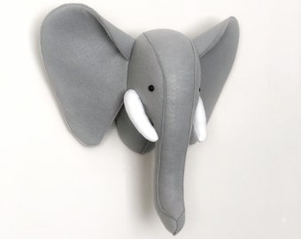 Elephant head decor, elephant head wall, gray elephant head, elephant head, elephant nursery decor, elephant wall  hanging