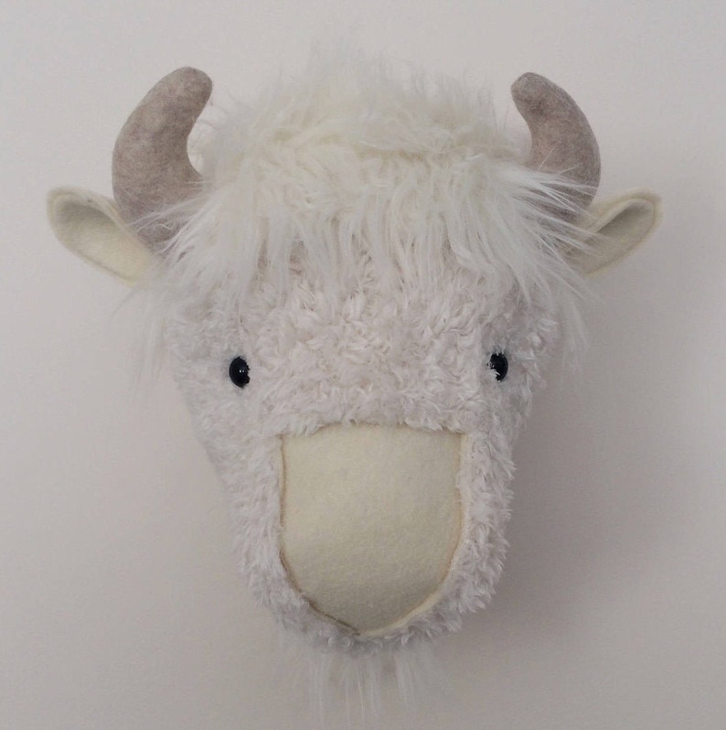 Buffalo faux taxidermy /felt animal head/wall decor/ baby Etsy