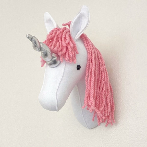 Felt Unicorn Head Wall Hanging, Nursery Decor