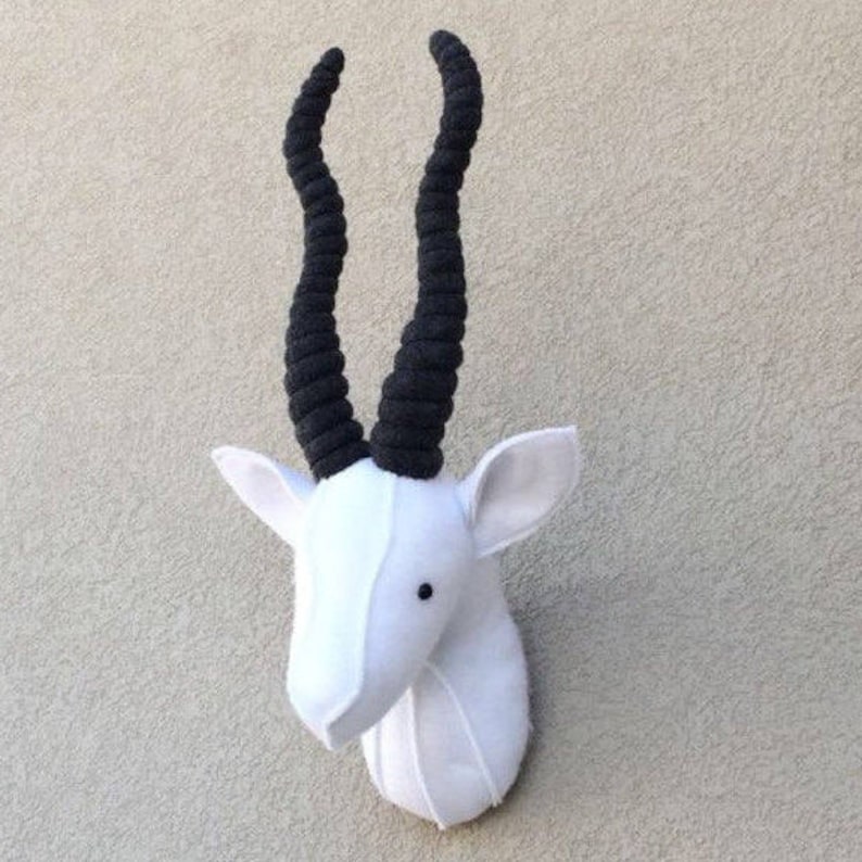 Gazelle Faux Taxidermy Felt Animal Head Wall Decor Baby Room Safari Nursery Stuffed Animals