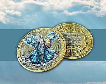 Archangel Michael Watches Over Us Challenge Coin - Psalm 91:10-11 Collectible