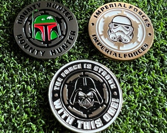 Golf Ball Marker Coins 3 Pack Darth Vader Boba Fett Stormtrooper